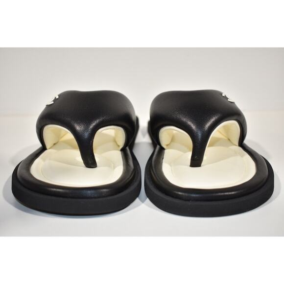 Chanel 22P Black White Lambskin Padded Pool Thong Logo Mule Slide Flat Sandal 42 - Picture 7 of 12